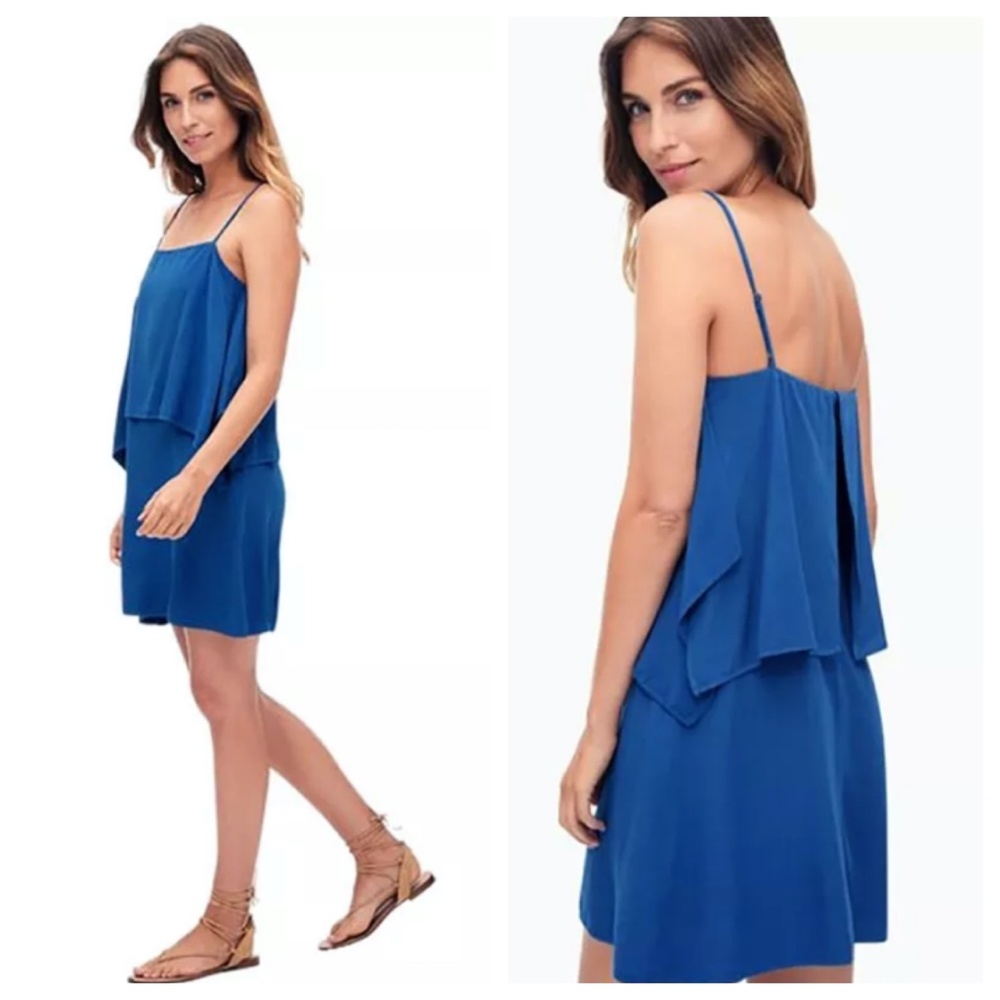 Splendid Blue Voile Popover Spaghetti Strap Dress